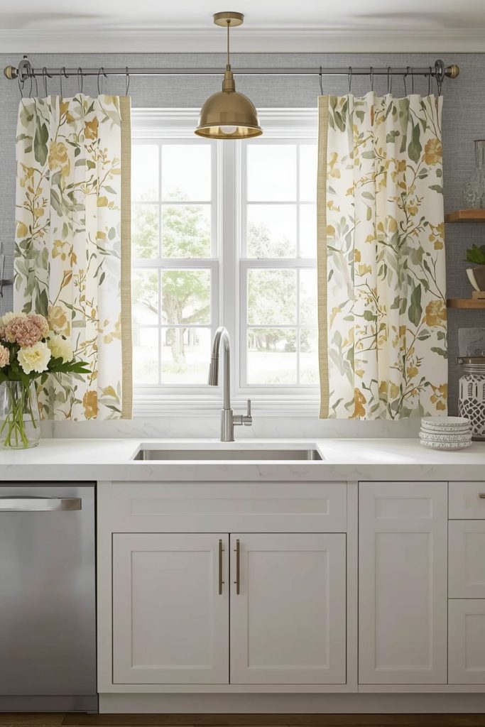 Geometric Pattern Kitchen Curtains for Visual Interest