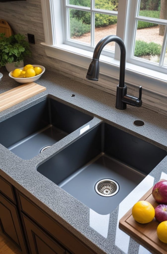  Granite Sink with Quartz Countertop for a Cohesive Finish