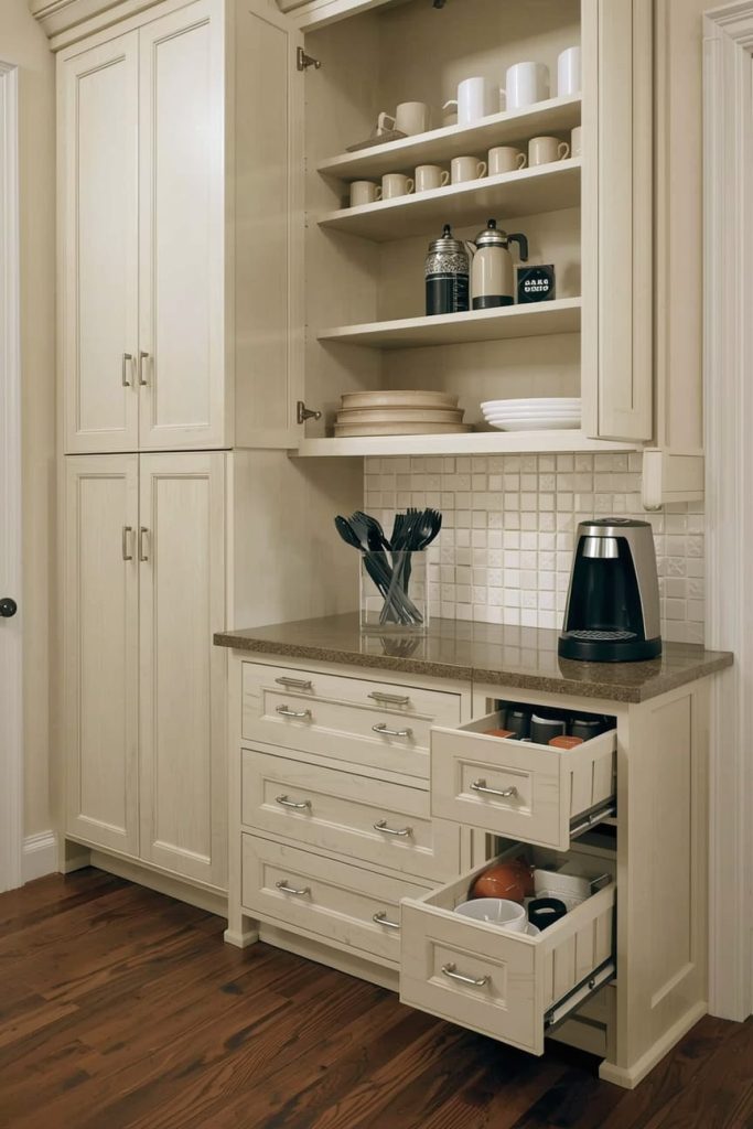 Hidden Built-In Coffee Bar Cabinet