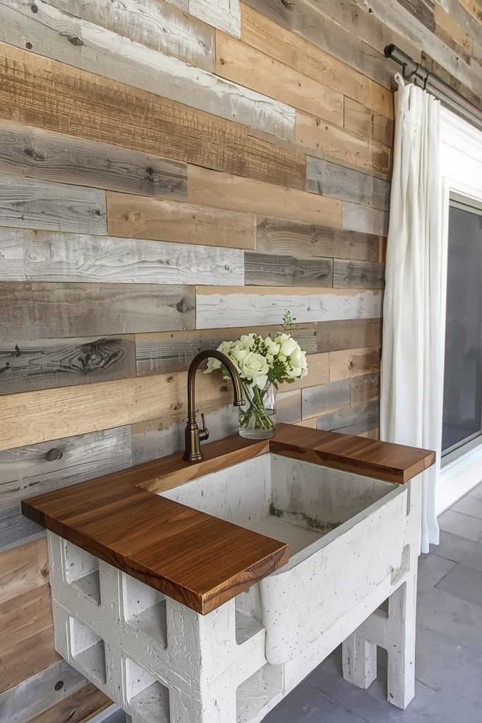 Industrial Style Cinder Block Sink Station