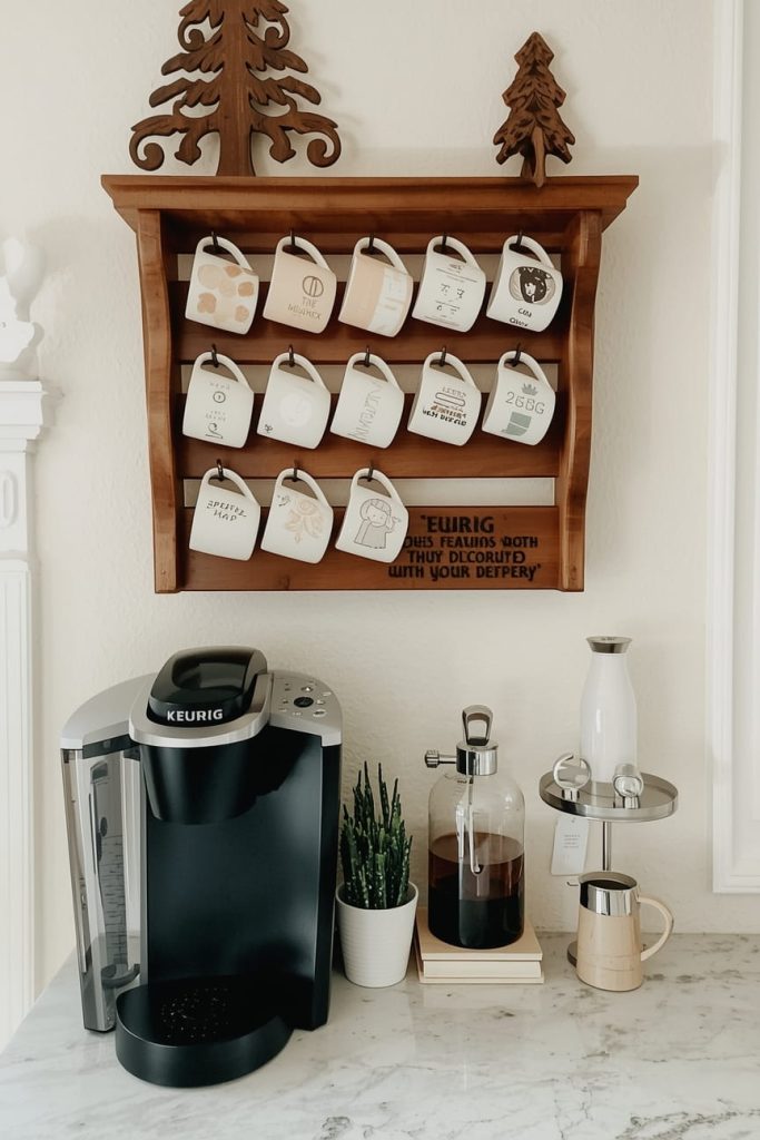 Keurig Coffee Station with Mug Rack Display