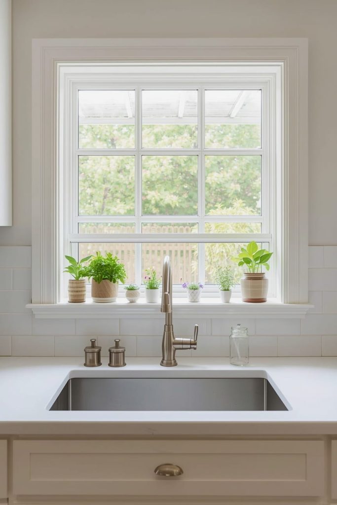 Kitchen Sink Window with Open Shelving Around It
