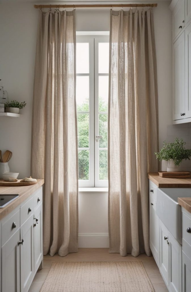 Linen Kitchen Curtains for a Natural Look