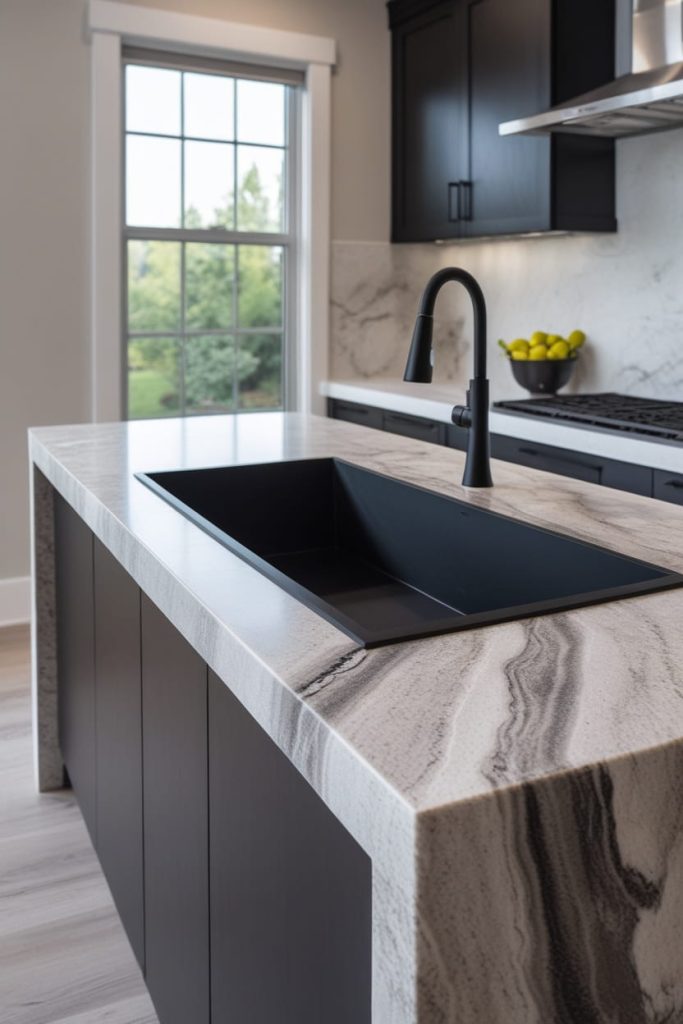 Matte Black Undermount Sink for a Minimalist Kitchen Design