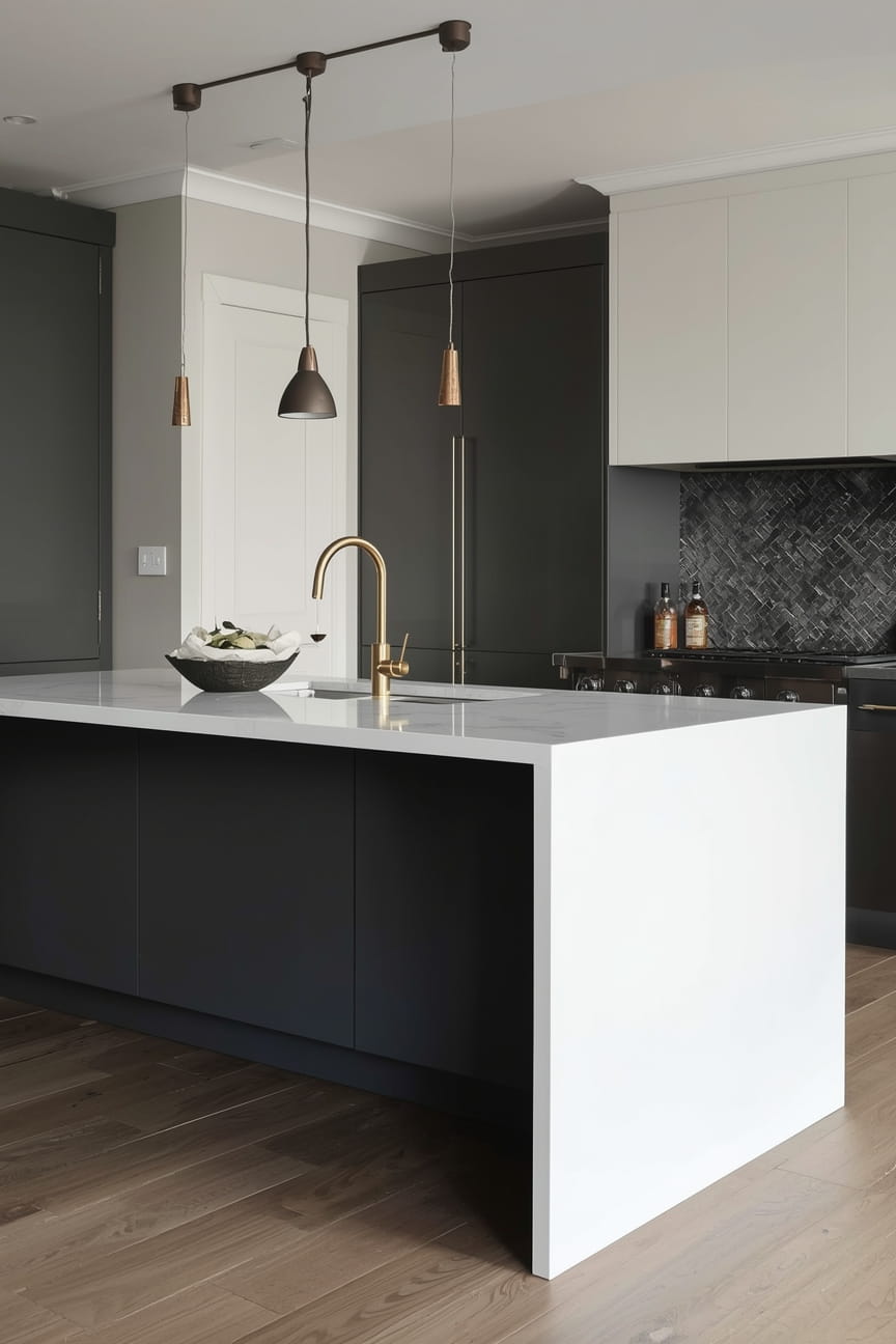 Matte Black Undermount Sink with White Quartz Countertop