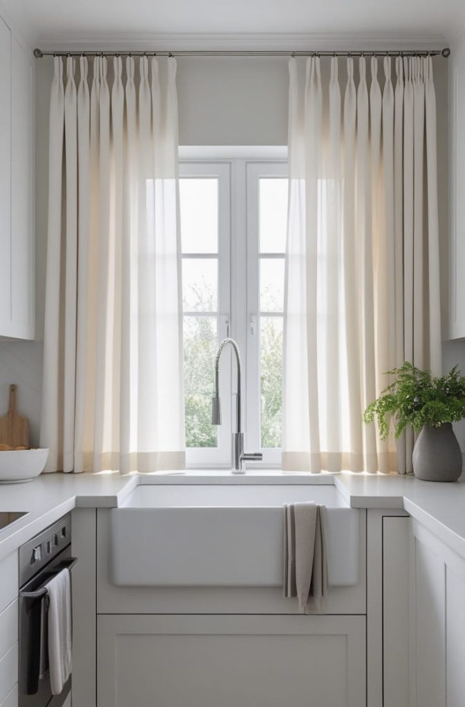 Modern Kitchen Curtains Above Sink for a Minimalist Look
