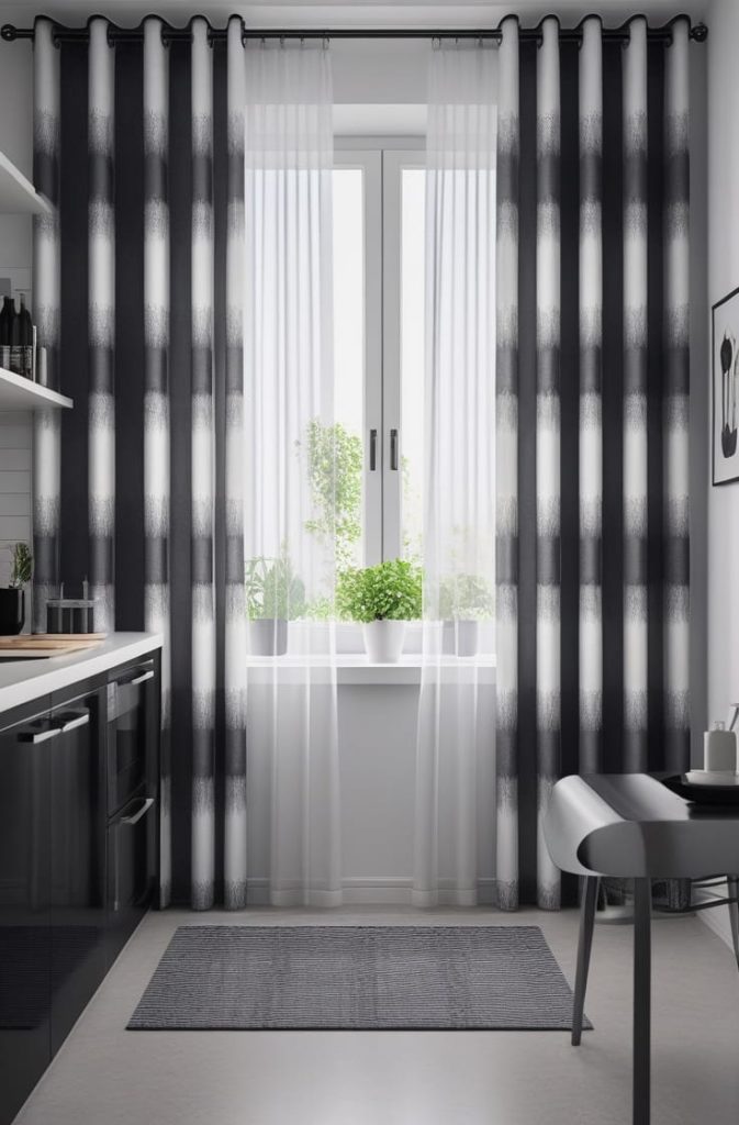 Monochrome Kitchen Curtains for a Sleek Look