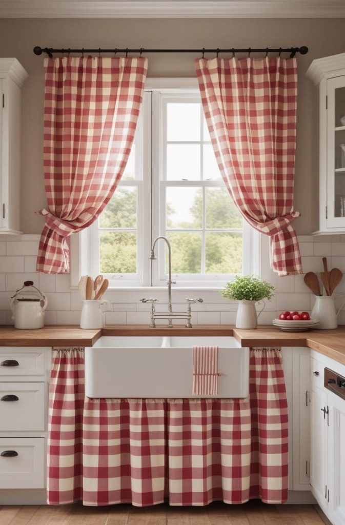 Neutral Linen Farmhouse Kitchen Curtains
