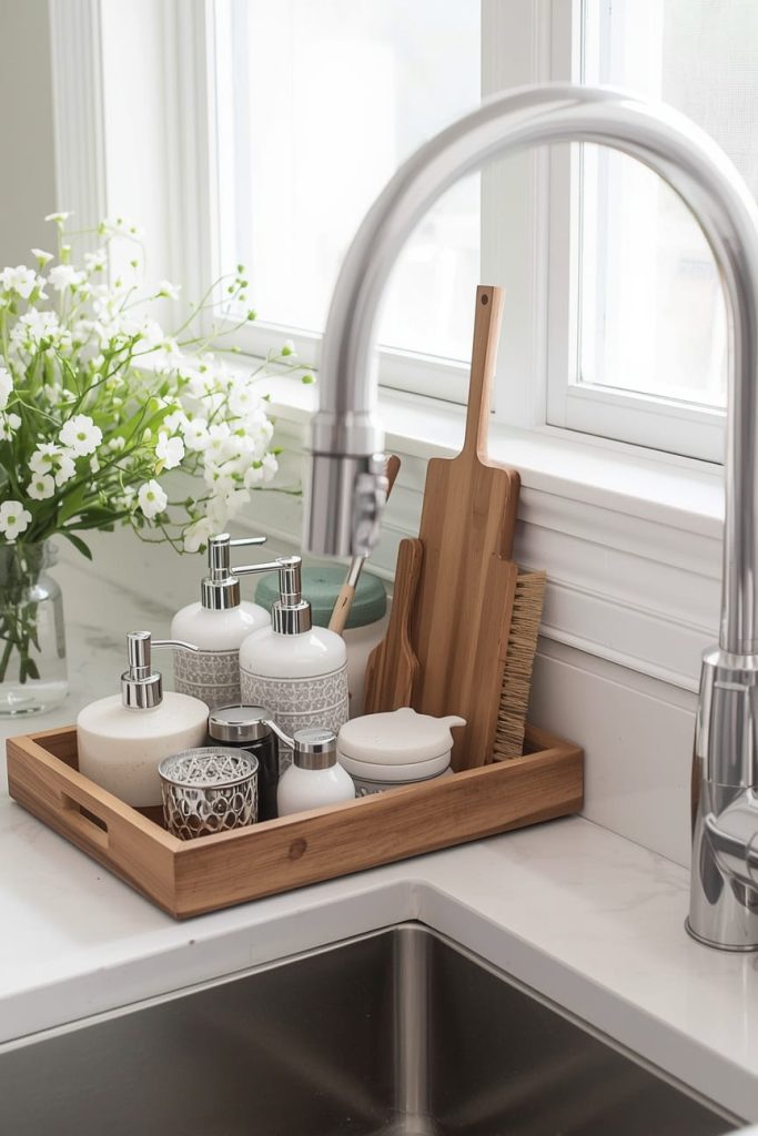 Open Shelving for Kitchen Sink Area Storage