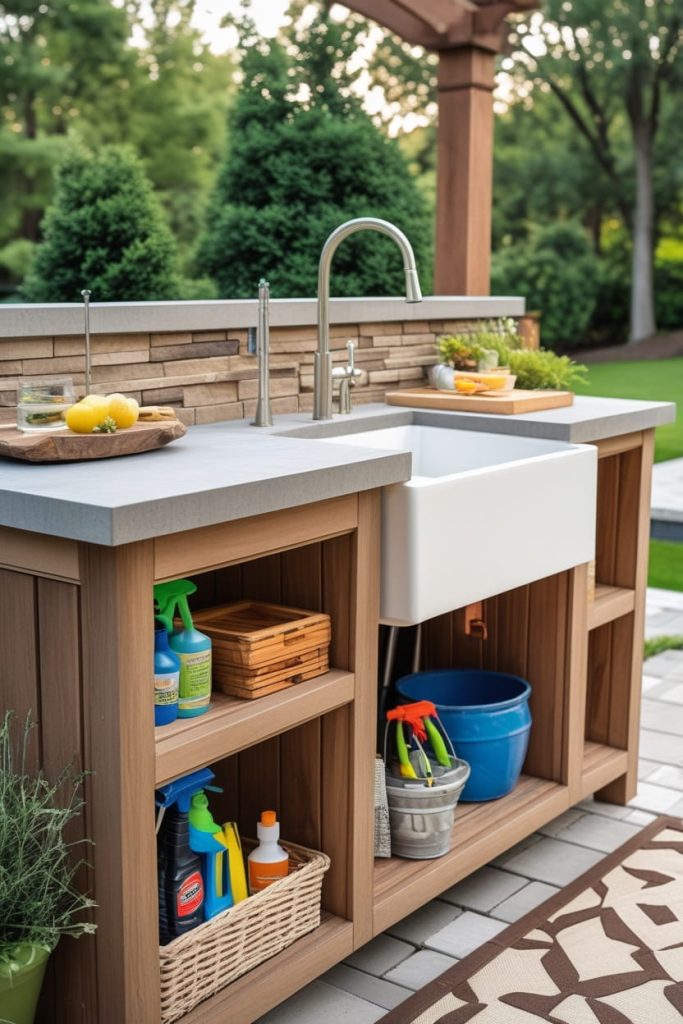 Outdoor Kitchen Patio Sink with Storage