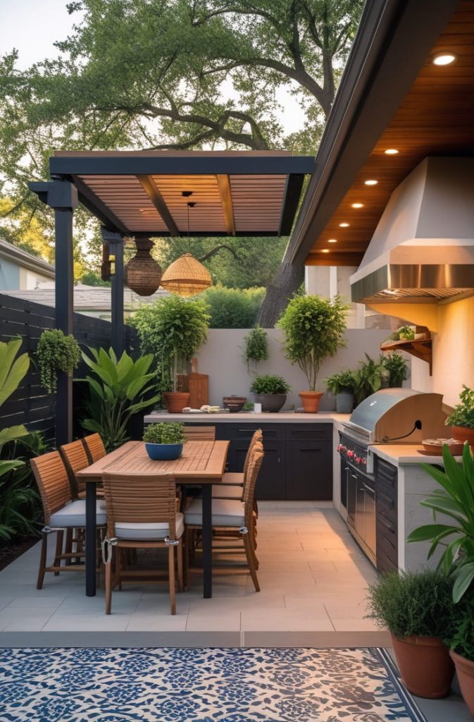 Outdoor Open Kitchen with Sink and Storage