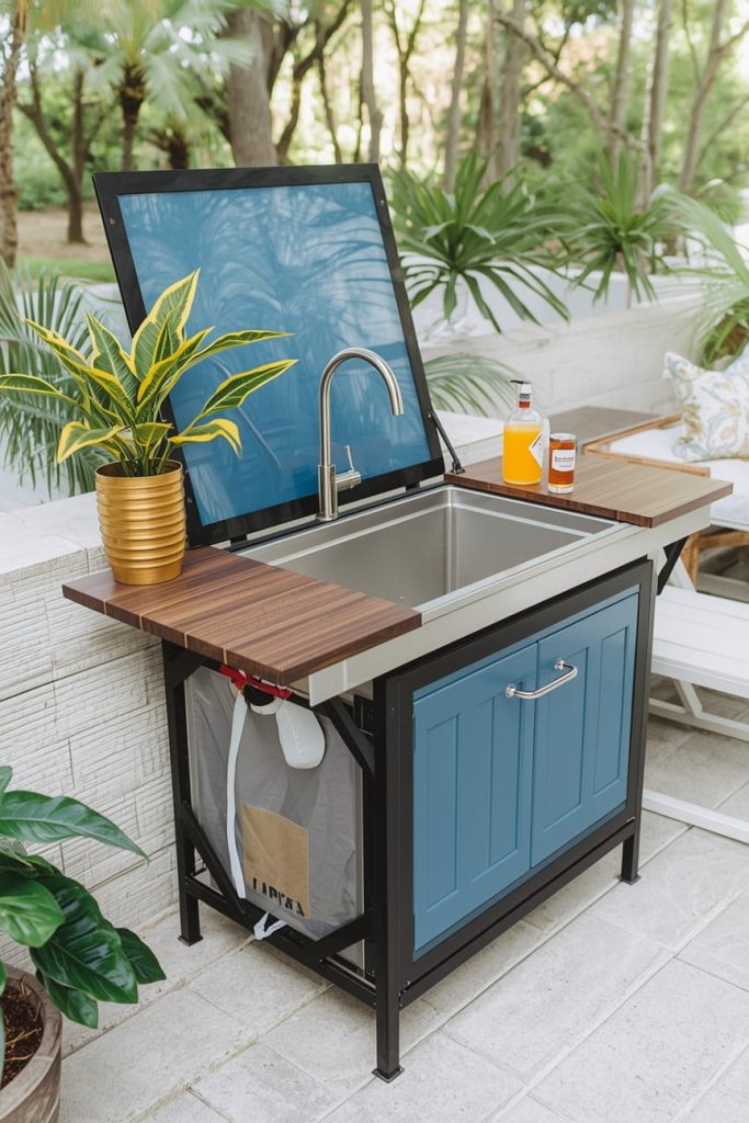 Portable Sink with Foldable Countertop