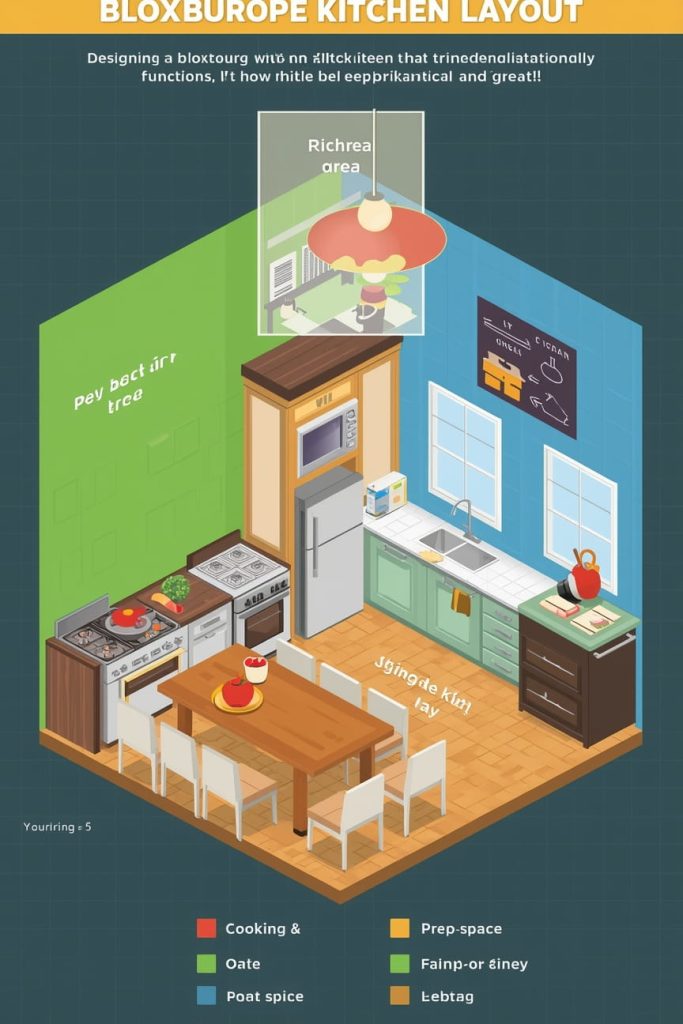 Realistic Bloxburg Open Kitchen Layout with Functional Zones