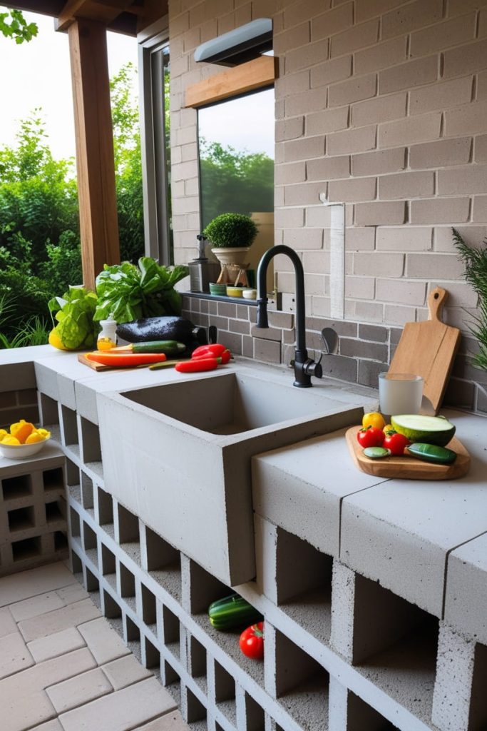 Simple DIY Cinder Block Sink Base