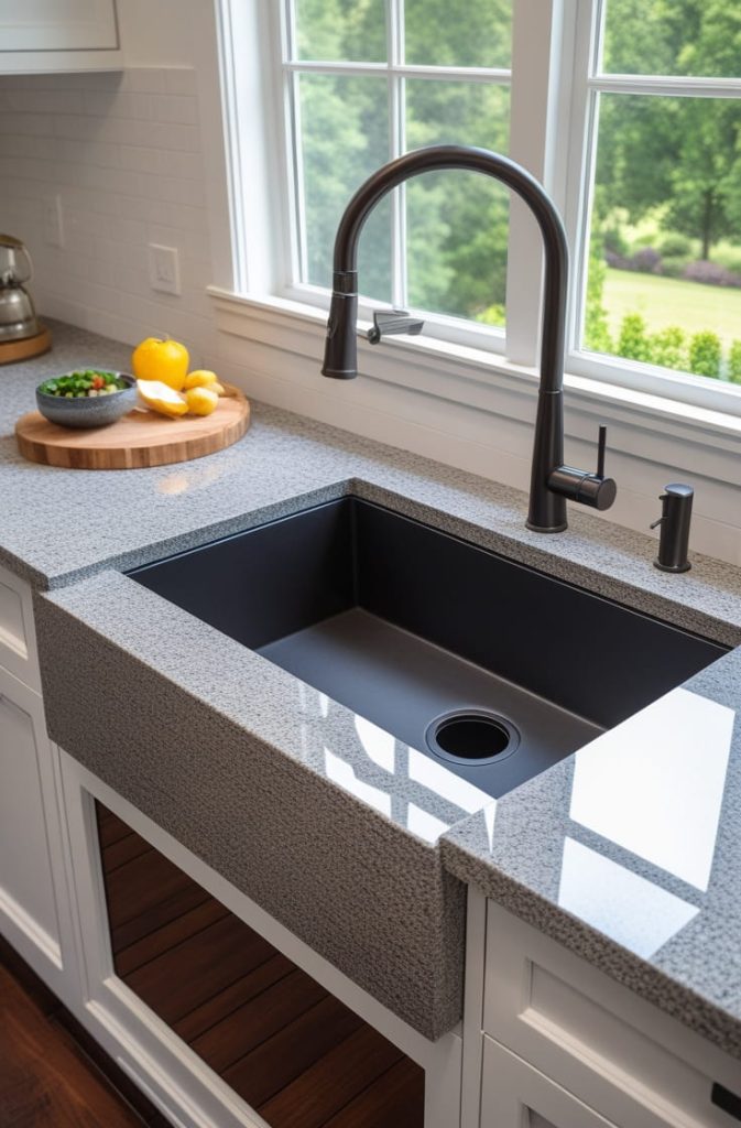 Single Bowl Deep Granite Kitchen Sink for Large Capacity