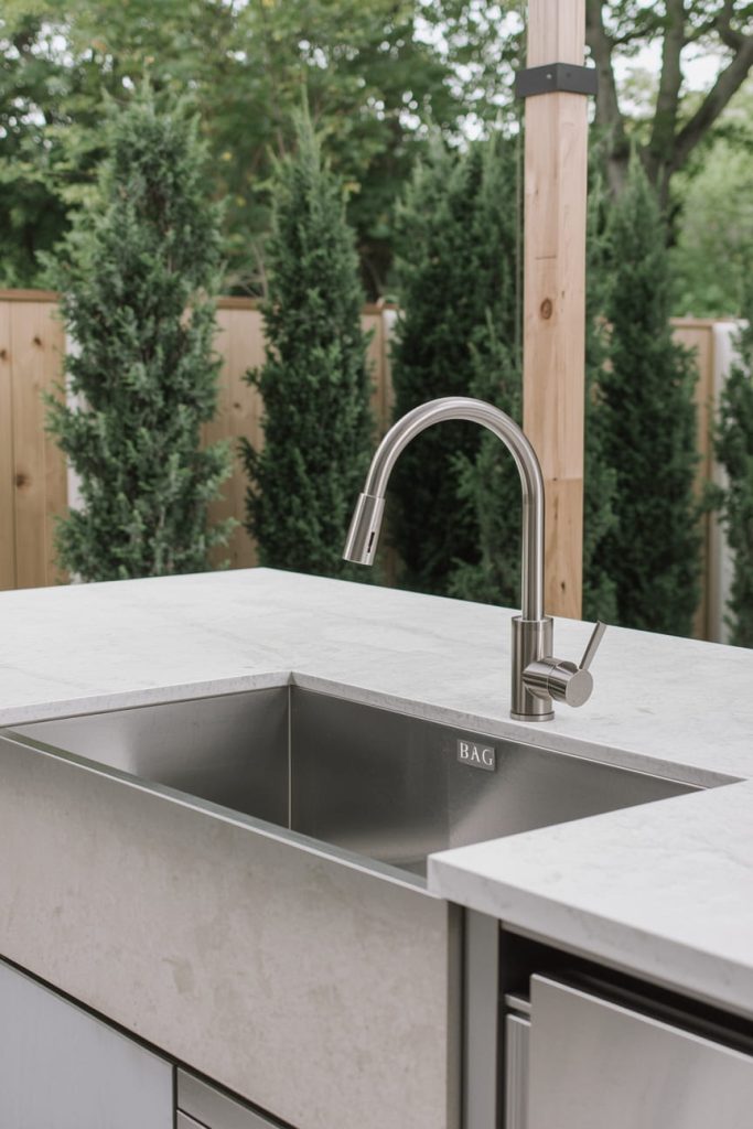 Stainless Steel Outdoor Kitchen Sink for a Modern Backyard Kitchen