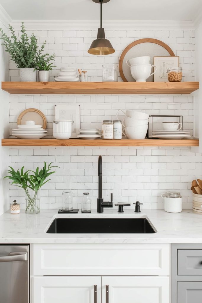 Statement Shelf Decor Above Kitchen Sink