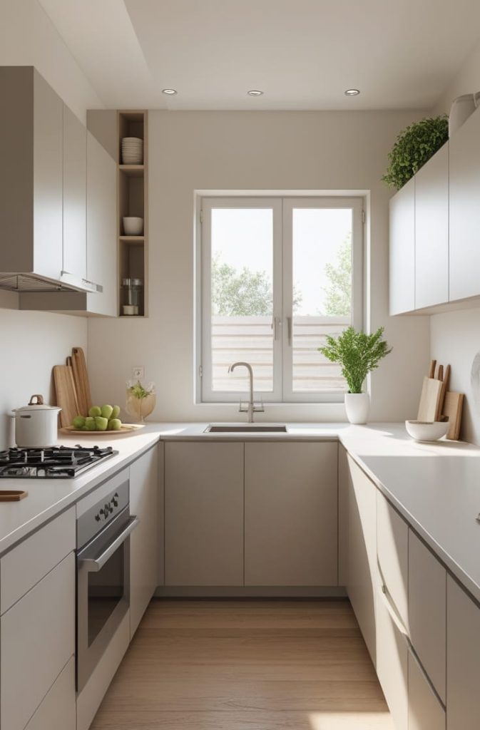Tiny Open Kitchen with Breakfast Bar for Casual Dining