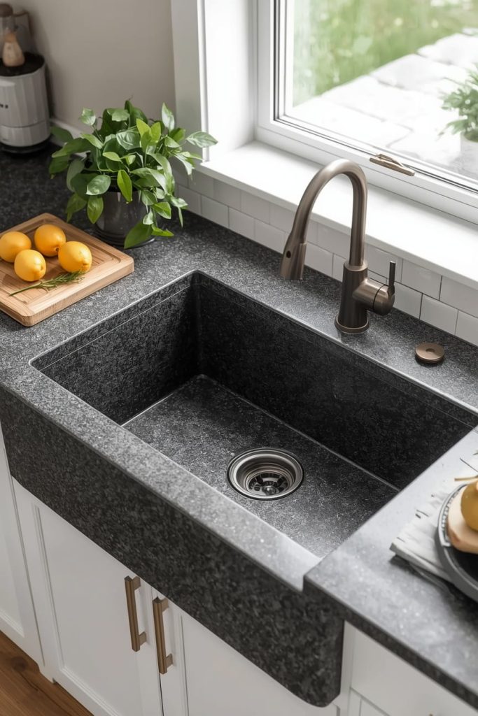 Top Mount Granite Sink for Easy Installation