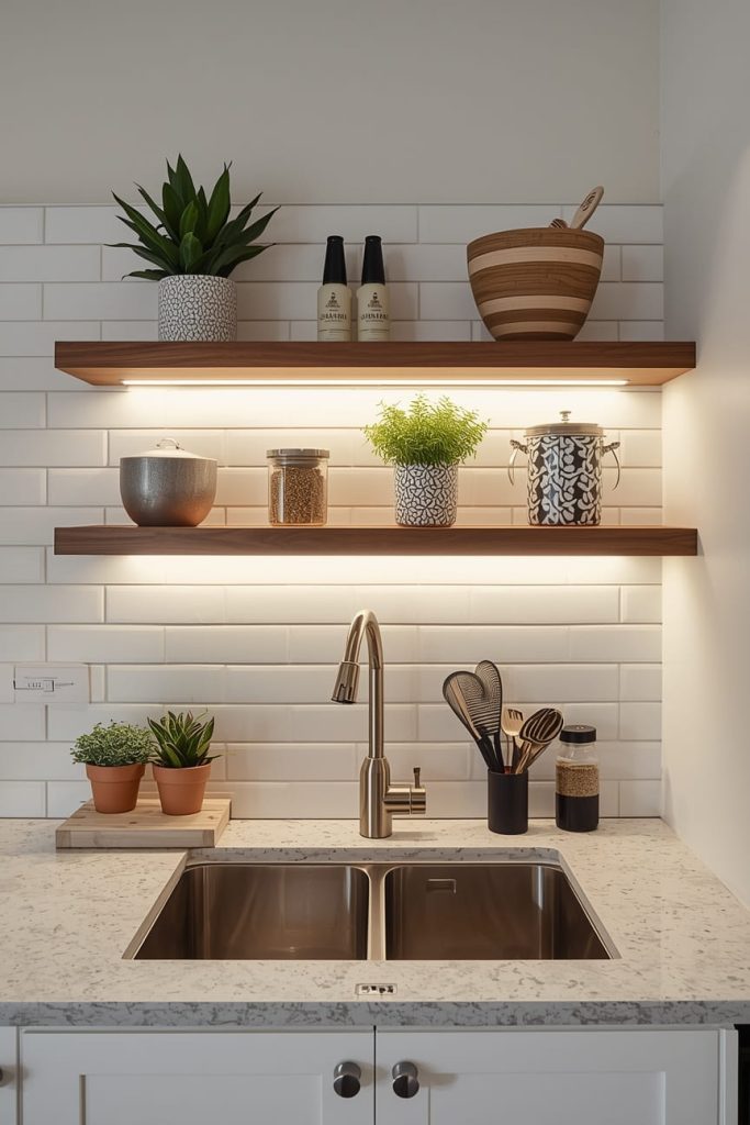Under-Cabinet Lighting Above Windowless Kitchen Sink