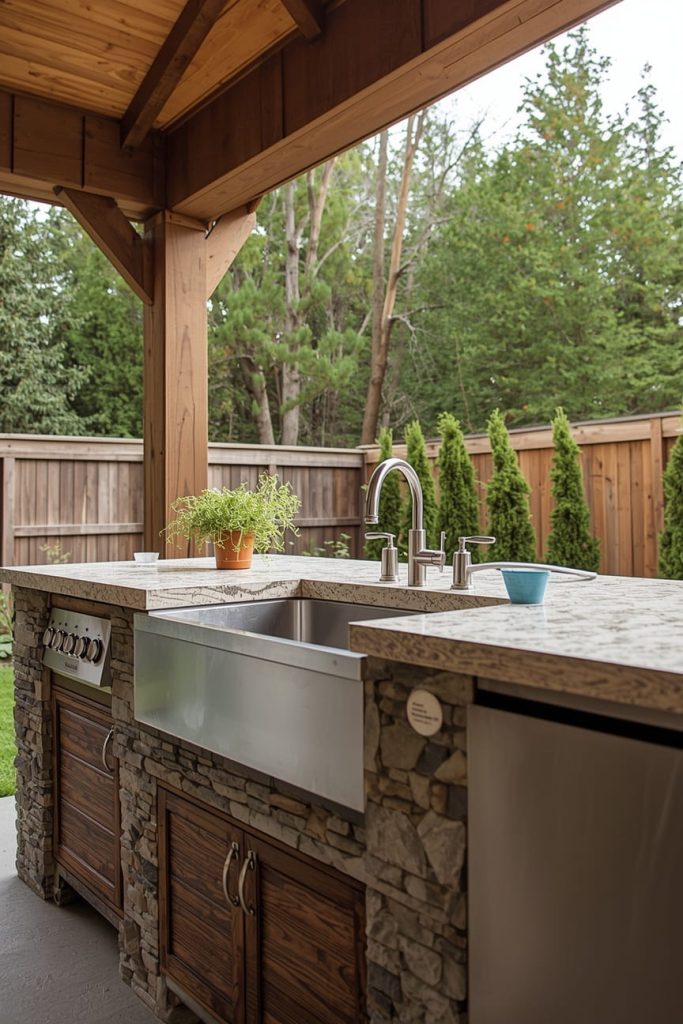 Weatherproof Outdoor Sink with Hot and Cold Water
