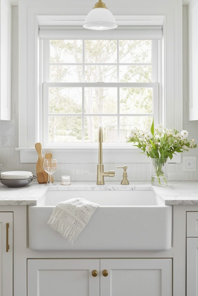 White Ceramic Kitchen Sink for Classic Charm
