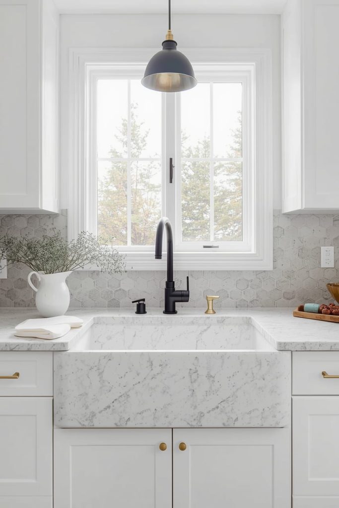 White Single Bowl Sink for Spacious Simplicity