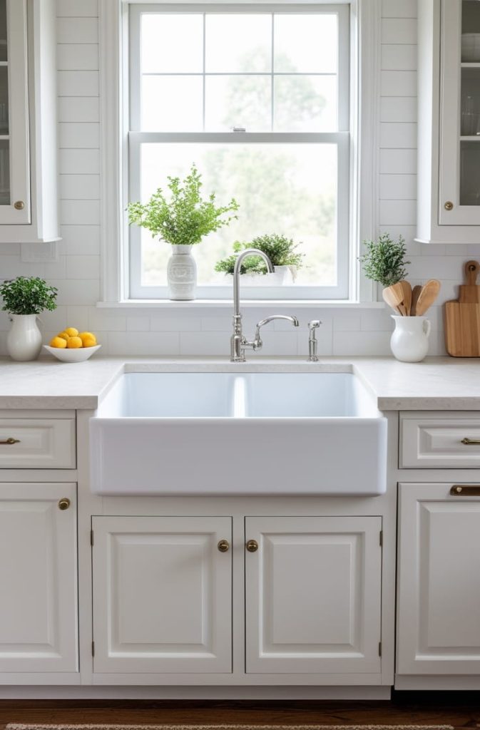 White Sink with Drainboard for Functionality