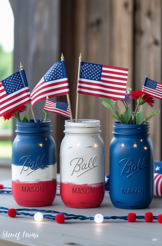 DIY Mason Jar Patriotic Centerpieces